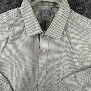 Brooks Brothers Slim Blue Check Cotton Non-Iron 16.5 36 Mens Long Sleeved Shirt